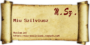Miu Szilviusz névjegykártya